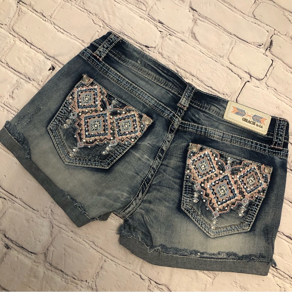 Grace in LA rhinestone shorts sz 29